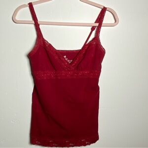 Y2K Styling Aerie Scarlet Lace Camisole Baby Doll Layer Lace Trim Tight Fit S